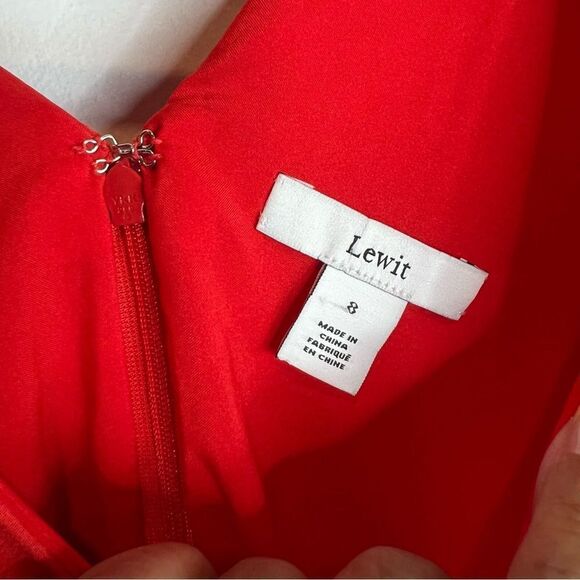 NEW Lewit V-Neck Crepe Midi Dress Short Dolman Sleeve V-Back Solid Light - Picture 4 of 9